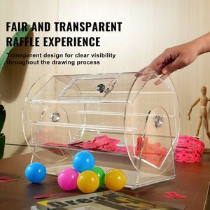 Tambour de tombola professionnel en acrylique avec 2 clés, capacité de 5000 tickets, cage de tirage transparente pour loterie, fournitures pour événements et jeux - Product Image 6