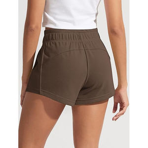 Shorts en molleton écologiques 220g pour femme, taille mi-haute avec cordon de serrage, doux, confortables, décontractés, coupe régulière, chauds pour l'hiver, pour la détente - Product Image 2