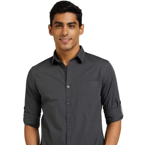 Camisa casual de algodón para hombre – Corte regular |   Camisa de Verano de Manga Larga con Diseño Liso y Tela Suave - Product Image 1