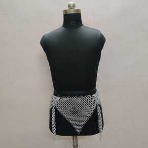 <b>Silver</b> Plated Stainless Steel Chainmail Crop Top & <b>Mini</b> <b>Skirt</b> Set Irregular Fashion Armour Welded Design - Product Image 4