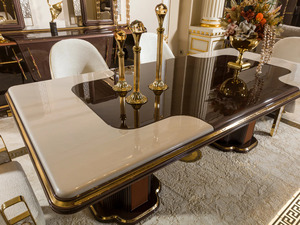 Juego de Comedor de Madera de Teca Sólida de Estilo Moderno de Mediados de Siglo, Negro y Dorado, 7 Piezas, Mesa Rectangular Antigua, para Hotel, Apartamento, Villa, Hogar - Product Image 5
