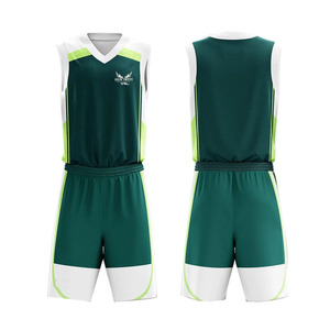 Conjunto de Uniforme de Baloncesto Verde Personalizado, Sin Mangas, Cuello en V, Absorbente de Humedad, Sublimado, Unisex, para Equipos Deportivos de Adultos - Product Image 1