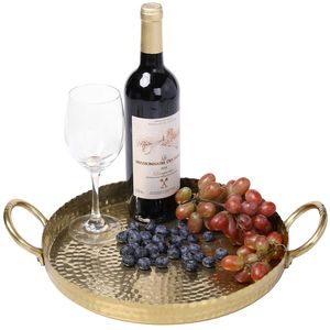 Plateau en laiton traditionnel, artisanal, décoratif, pour servir, de qualité supérieure, pour salle à manger, cuisine, table basse, présentation élégante - Product Image 1