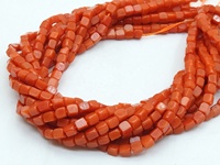 Perles en forme de cube lisse et poli en corail rouge, brin de 16 pouces, 3 mm, trou d'environ 0,35 mm, pour la fabrication de bijoux PMEGEMSBEADS 10