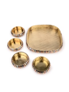 Vintage Metal Serving Tray <b>Set</b> <b>with</b> Decorative Storage Boxes Wholesale - Product Image 4