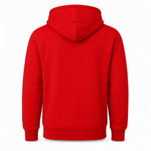 เสื้อฮู้ดดี้โอเวอร์ไซส์แบบมีซิป ผ้าฟลีซสีแดง ปักลายได้ตามสั่ง สำหรับทุกเพศ สไตล์สตรีทแวร์ รับผลิตแบบ OEM ODM ขายส่ง พร้อมบริการพิมพ์ลายพัฟ 100% - Product Image 3