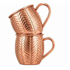 Vente en gros de tasses à Moscow Mule en cuivre patiné antique avec poignée en laiton, motif feuille, doublure en acier inoxydable, tasse à bière, logo personnalisé - Product Image 5