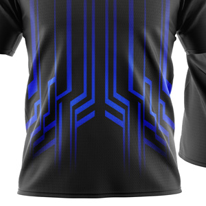 Men's Sublimated 100% <b>Polyester</b> for <b>Shirt</b> Custom Brand Black Blue Geometric Print Short Sleeve Moisture Wicking Regular Fit - Product Image 6