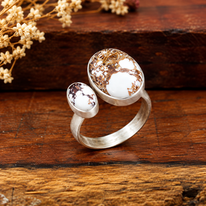 Bague turquoise cheval blanc style sud-ouest, bague statement avec pierre précieuse, bijoux faits main bohèmes western pour femme - Product Image 5