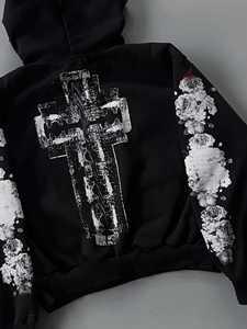 Sudadera con Capucha para Hombre, Corte Regular, Felpa Francesa de Algodón, con Estampado Digital, Hombros Caídos, para Invierno - Product Image 5