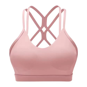 Sujetador deportivo sin costuras para mujer, con tiras elegantes en la espalda, para yoga y gimnasio, ropa deportiva cómoda para uso femenino. - Product Image 1