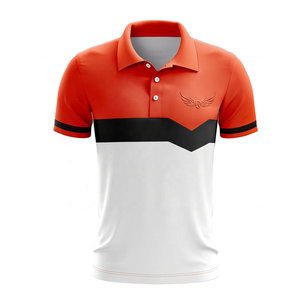 Men's Color Blocked <b>Polo</b> Shirt Short Sleeve Embroidery Logo Quick Dry Casual Woven Polyester White <b>Orange</b> Black - Product Image 1