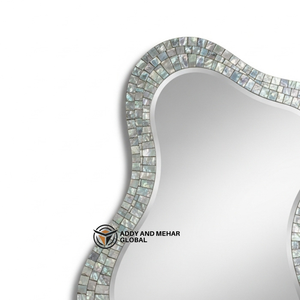 Miroir mural de mariage Art Déco carré de luxe en MDF fait main avec mosaïque de coquillages écologique pour une décoration intérieure haut de gamme - Product Image 3