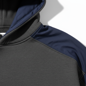 Sweat à capuche homme personnalisé en gros, couleur unie, épais, style streetwear, avec empiècements contrastants en polaire, coupe oversize - Product Image 2