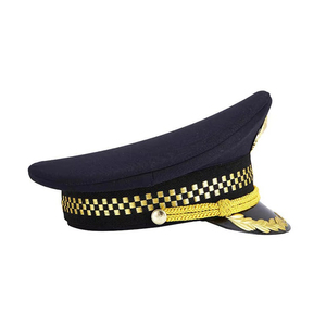 หมวกเจ้าหน้าที่ OEM สหรัฐอเมริกา ปักลายอินซิกเนียรูปนกอินทรีที่ปีกหมวกด้วยมือ ปักลายใบไม้ทองคำบริเวณปีกหมวก สายรัดบริเวณปีกหมวก สีขาว สำหรับใช้งานกลางแจ้งทุกวัน - Product Image 3