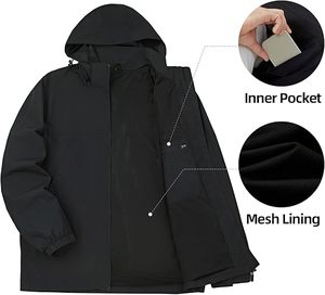 เสื้อแจ็คเก็ตกันลมแบบมีฮู้ดสำหรับฤดูหนาว ผ้าแคนวาสคุณภาพสูง กันน้ำ กันลม เหมาะสำหรับการเดินป่า บริการ OEM พร้อมโลโก้ด้านหน้า - Product Image 3