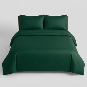 Dark <b>Green</b> Dyed Satin <b>Bedding</b> Set T-250 Satin 100% Cotton Solid Woven Breathable All-Season Simple Style Home Use - Product Image 2
