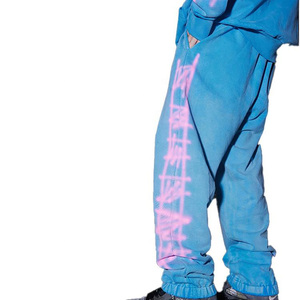 Chándal Unisex Azul con Capucha y Estampado de Letras Rosas, Estilo Urbano, Corte Holgado, Ropa Casual de Otoño, Talla Adulto - Product Image 5