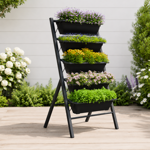 Five Tier Black Metal Vertical Garden Planter <b>Stand</b> with Flower <b>Pots</b> for Patio Balcony Outdoor Plant Display Rack - Product Image 4