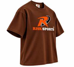 T-shirt marron surdimensionné pour hommes, manches courtes, col rond, imprimé, streetwear décontracté - Product Image 3