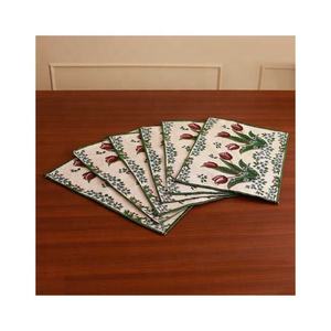 เสื่อรองจานทรงสี่เหลี่ยมทนความร้อน4ใบขนาด45x30ซม. ปักลายดอกไม้ผ้าฝ้าย100% ทอน่ารักกันน้ำ - Product Image 4