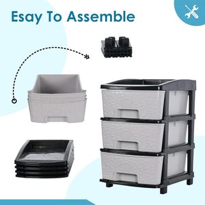 Organizador de Almacenamiento de Plástico de 3 Niveles con Cajones, Moderno, Desmontable, Caja para Artículos Diversos, Estantes de Almacenamiento para Oficina, Estante de Almacenamiento Plegable - Product Image 3