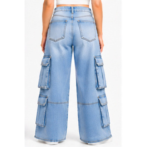 Pantalones vaqueros con logo en la cintura, estilo cargo, de tela vaquera, pantalones vaqueros de primavera, pantalones vaqueros de estilo vintage - Product Image 3