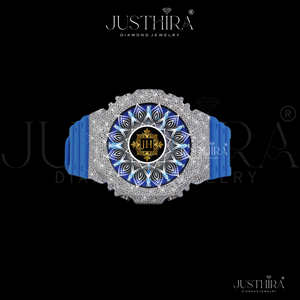 Reloj de pulsera G con bisel de diamantes Moissanite VVS premium y elegante, con correa azul estilo HipHop premium. El precio más bajo y mejor de todos los tiempos. - Product Image 3