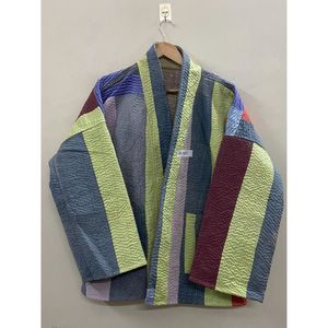 Handmade 100% Cotton Patchwork kantha <b>Kimono</b> <b>Jacket</b> Full Sleeve Shawl Collar Eco-Friendly Women's Wear <b>jacket</b> - Product Image 1