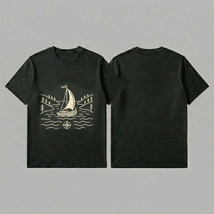 Camiseta de Hombre con Estampado Gráfico Minimalista, Manga Corta, Algodón Premium, Corte Ajustado, Informal, Moda de Verano - Product Image 6