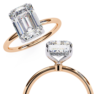 แหวนเพชรทรงเอเมอรัลด์ 2.5 กะรัต เพชรเลี้ยงในห้องปฏิบัติการ ทองคำแท้ 14K แหวนแบบคลาสสิกประดับเพชรรอบวง สำหรับหมั้น แต่งงาน ครบรอบ พร้อมวงแหวนซ่อนแบบฮาโล - Product Image 5
