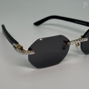 Lunettes de soleil rectangulaires de luxe pour femme, style Hip Hop, entièrement serties de diamants Moissanite à taille ronde - Product Image 4