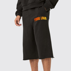 Shorts de jogging longs pour hommes, 100 % coton molletonné 300 GSM, taille élastique, respirants, style streetwear, sur mesure, vente en gros, les plus vendus - Product Image 4