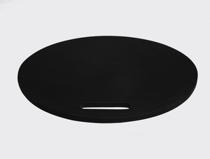 Black Round <b>Plastic</b> Chopping <b>Block</b> Cutting Board Dishwasher Safe Large Kitchen Prep Plate with Wood Handle - Product Image 1