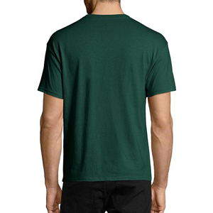 เสื้อยืดผู้ชายสีเขียวล้วน ผ้าฝ้าย คอกลม แขนสั้น ทรงปกติ สไตล์ลำลอง ผ้าเจอร์ซีย์ถัก ดีไซน์เรียบ - Product Image 2