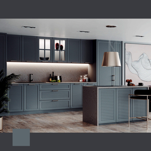 Proyecto de Muebles de Cocina Modernos Personalizados para Apartamento Berfa, Puertas Modulares de Tablero de Partículas de Madera, Diseño Resistente al Agua para Apartamento - Product Image 1