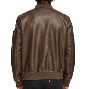 OEM Men Genuine Leather Bomber Jacket Custom Front Logo <b>Stand</b> Collar High Street Slim Fit Winter <b>Coat</b> Fashion Casual Outerwear - Product Image 6