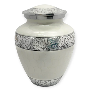 Urna Funeraria de Metal Grabada en Blanco, Estilo Clásico Americano/Europeo, para Cenizas de Adultos - Product Image 2