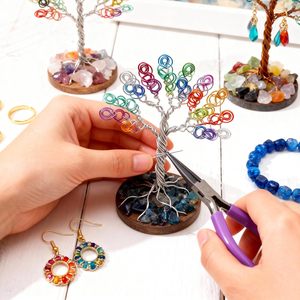 Ensemble de 8 pinces à bec rond miniatures en acier inoxydable de 4,5 pouces, outils de fabrication de bijoux, outils de bricolage, poignée violette, double ressort, kit de perlage artisanal - Product Image 4