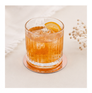 Luxury Rose Gold Copper Coaster Set Of 4 Minimalist Round Metal <b>Drinkware</b> <b>Accessory</b> Premium Hand-Polished Table Mat For Coffee - Product Image 2