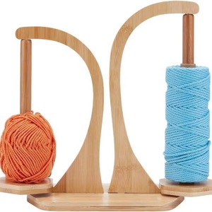 Wooden Double Yarn Holder Magnetic Rotating Yarn Ball Stand Anti Slip Knitting Crochet Rack <b>Desk</b> Organizer - Product Image 3