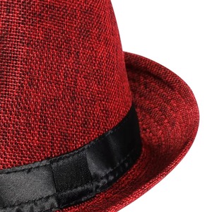 Red <b>Straw</b> <b>Fedora</b> Hat Classic Short Brim Lightweight Breathable Summer Casual Fashion Accessory Black Band Ribbon Outdoor Style - Product Image 5