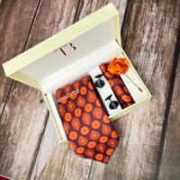 Cravate en soie imprimée jacquard classique orange Style tissé avec nœud papillon en laine à la mode avec motif jacquard