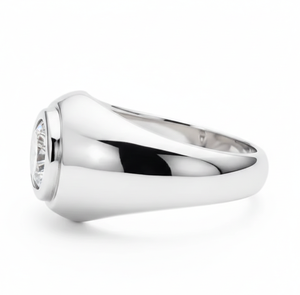 Bague dôme signet minimaliste en argent sterling 925 et or massif 14K 18K sertie clos, pour homme, idéale pour fiançailles et mariage - Vente en gros - Product Image 3