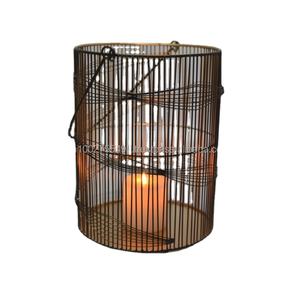 Elegante Portavelas de Hierro Metálico, Hecho a Mano, 23x23x31 cm, Decoraciones Festivas para el Hogar, Bodas, Pascua, IHA IHACA140 - Product Image 1