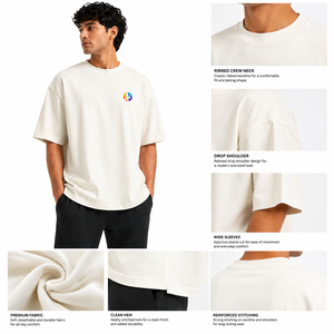 เสื้อยืดโอเวอร์ไซส์ผู้ชาย ให้ความกระชับสบาย เนื้อผ้านุ่ม ระบายอากาศได้ดี พร้อมดีไซน์ทันสมัย ดูผ่อนคลาย รับผลิตแบบ OEM - Product Image 4
