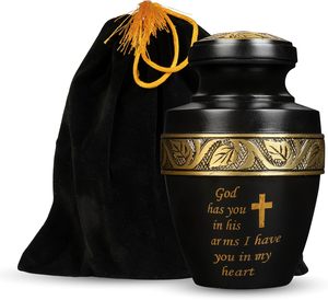 Urnes funéraires pour enfants en métal noir Art Déco 5 pouces - Product Image 4