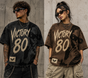 T-shirt graphique vintage surdimensionné personnalisé 2026 unisexe streetwear délavé marron effet acide en coton style punk - Product Image 5
