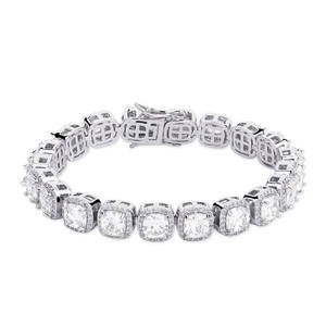 Pulsera de Lujo Iced Out con Diamantes Cultivados en Laboratorio, Cadena de Tenis con Halo, Eslabones Cuadrados Gruesos, Certificación IGI, Bling - Product Image 4
