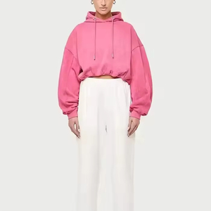 Ropa de Gimnasio para Mujer 2026 a Precio Económico, Top Corto con Estampado en Relieve y Lavado Ácido Rosa, Sudadera con Capucha para Gimnasio, Proveedor Mayorista - Product Image 5